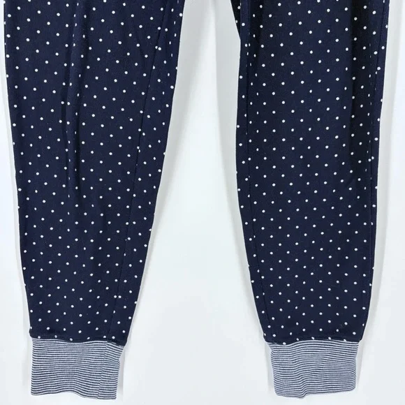 Lauren Ralph Lauren Women's Navy White Polka Dot Long Sleeve and Pants PJ Set - Picture 11 of 16